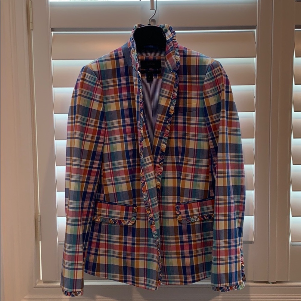 J-crew regent blazer with stand up collar